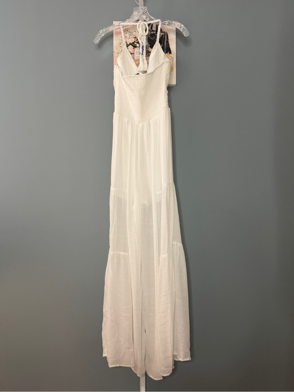 186 • White Crochet Bodice Halter Palazzo Pants Romper - Picture 11 of 11
